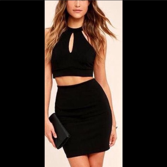lulus black two piece dress
